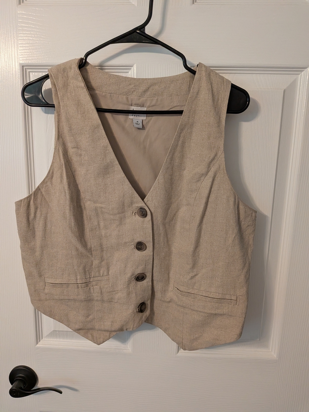 a new day Neutral Beige V-Neck Button Vest